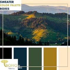 Green Mountain Sweater/FT Knit Palette Bundle - Boho Fabrics Olive Green Blue Color Palette, Silver And Green Color Palette, Forest Green Colour Palette, Navy And Green Color Palette, Jewel Color Palette, Teal Color Palette Bedroom, Hunter Green Color Palette, Inviting Color Palette, Green And Gold Color Palette