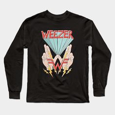 Weezer -- Choose from our vast selection of Long Sleeve T-Shirts to match with your favorite design to make the perfect custom graphic Long Sleeve T-shirt. Pick your favorite: Classic or Premium. Customize your color! For men and women. Unisex Graphic Band Merch Tops, Unisex Band Merch Top With Graphic Design, Unisex Graphic Design Band Merch Tops, Fan Apparel Tops With Graphic Design And Relaxed Fit, Fan Apparel Top With Graphic Design And Relaxed Fit, Relaxed Fit Fan Apparel Top With Graphic Design, Relaxed Fit Graphic Top For Fan Apparel, Relaxed Fit Graphic Top For Fans, Band Merch Long Sleeve T-shirt With Custom Print