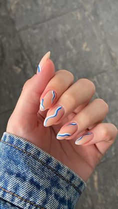 White Blue Nails, Blue And White Nails, Blue Nails, White Nails, White Blue, Silver Rings, Blue And White