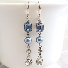 Elegant Light Blue Nickel-free Earrings, Elegant Blue Crystal Earrings With Faceted Beads, Bohemian Blue Crystal Drop Earrings, Blue Faceted Dangle Earrings, Blue Dangle Crystal Earrings With Faceted Beads, Blue Nickel-free Crystal Earrings, Faceted Crystal, Earrings Dangle, Crystal Earrings