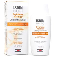 ISDIN Eryfotona Actinica Daily Lightweight Mineral SPF 50+ Sunscreen 3.4 oz - Dermstore Daily Sunscreen, Sun Damaged Skin, Safe Skincare, Physical Sunscreen, Chemical Sunscreen, Pregnancy Safe Products, Body Sunscreen, Sunscreen Spf 50, Mineral Sunscreen