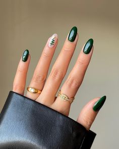 50 Classy Winter Nails to Inspire You Christmas Tree Nails, Tree Nails, Thanksgiving Nails