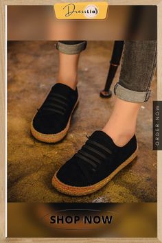 Women Casual Lace-up Flats Comfortable Round Toe Loafers Shoes Casual Slip-on Sneakers With Stitched Sole And Round Toe, Spring Low-top Suede Slip-ons, Spring Suede Low-top Slip-ons, Casual Lace-up Shoes With Round Toe For Fall, Casual Suede Slip-on Sneakers With Round Toe, Casual Loafers With Rubber Sole And Flat Heel, Casual Loafers With Rubber Sole, Casual Low-top Flats With Rubber Sole, Casual Slip-ons With Stitched Sole And Round Toe