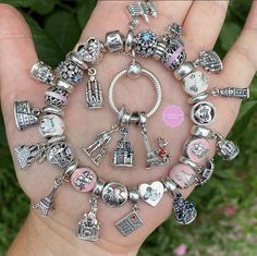 Pandora Charm Bracelet Ideas, Charm Bracelet Ideas, Pandora Charms Rose Gold, Pandora Travel, Travel Charm Bracelet, Travel Bracelet