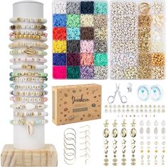 the beading kit includes all kinds of beads and accessories