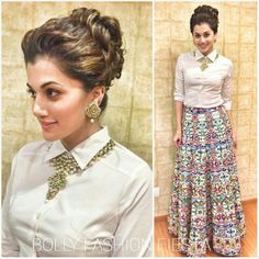 Tapsee Salwar Kamiz, Top Outfit, Indian Designer Outfits, Indian Attire, Indian Fashion Dresses, Indian Designer Wear, Churidar, Western Dresses, Shirt Skirt