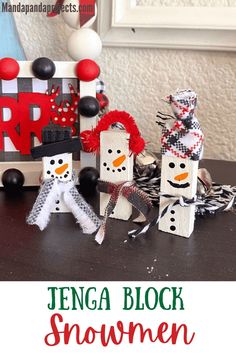 If you love easy, fun, simple, and cute when it comes to your DIY Christmas Decor and Crafts, then you will LOVE these Jenga Block Snowmen to make for your Tiered Tray. Oh, and did I mention budget and kid friendly too!? Score! Christmas Decor Crafts, Jenga Blocks, Diy Christmas Decor, Snowman Family, Craft Planner, Crafts Christmas, Christmas Crafts Decorations, Crafts For Girls, Crafts Projects