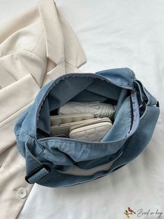 BirdinBag - Baby Blue Minimalist Hobo Bag with Adjustable Strap - Perfect for School & Travel Blue Minimalist, Denim Crossbody, Student Bag, Denim Tote Bags, Travel Bags For Women, Handbags Casual, Denim Tote, Crossbody Bag Women, Travel School