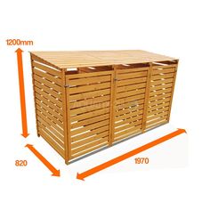 a wooden storage box with measurements for it