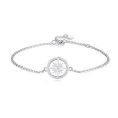 PRICES MAY VARY. Stylish Design: Our sterling silver compass bracelet for women features a charming cable chain adorned with a meticulously crafted compass charm, measuring 13mm, and accented with a sparkling Cubic Zirconia at its center, adding a touch of elegance and sophistication to any look Adjustable Length: With a base length of 6.5”(16.5cm) and an additional 1.2”(3cm) extender, our bracelet offers versatility in fit, ensuring a comfortable and customized wearing experience for every wris Gold Chain Bracelet For Women, Chain Bracelet For Women, Compass Bracelet, Birthday Bracelet, Silver Bracelets For Women, Sterling Silver Charm Bracelet, Graduation Gifts For Her, Anniversary Jewelry, Jewelry Birthday