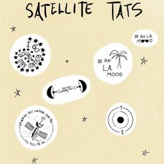 an image of satellite tats in the sky with stars and moon designs on them