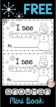 free printable snowman mini book for kids to practice handwriting and writing with the word i see