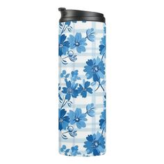 Blue Gingham Winter Flower Tumbler | Zazzle Flower Tumbler, Cozy Kitchen, Winter Flowers, Functional Kitchen, Blue Gingham, Kitchen Essentials, Kitchen Accessories, Gingham, Kitchen Decor