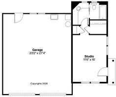 the garage floor plan is shown in black and white