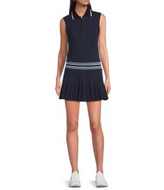 The Upside Bounce Chelsea Sleeveless Point Collar Drop Waist Dress | Dillard's Blue Sleeveless Tennis Dress For Spring, Blue Sleeveless Spring Tennis Dress, Summer Collared Sleeveless Dress, Classic Sleeveless Dress With Button Closure, Casual Pleated Sleeveless Tennis Dress, Sleeveless Tennis Dress, Navy Fitted Sleeveless Dress, Fitted Sleeveless Mini Dress With Button Closure, Gigi Dress