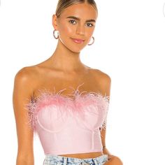 Superdown Ramona Bustier Nwt Fitted Sleeveless Feather Tops, Fitted Sleeveless Feathered Tops, Fitted Tops With Feather Trim For Spring, Chic Fitted Feathered Tops, Chic Fitted Feather Top, Trendy Fitted Tops With Feather Trim, Trendy Fitted Top With Feather Trim, Bandage Top, Coat Women Fashion