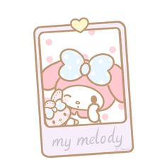 an image of a hello kitty holding a teddy bear in her arms with the caption my melody