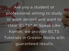 someone is writing on a piece of paper with the words are you a student or professional aiming to study or work ahead and want to clear ielts?