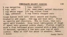 an old recipe for chocolate walnut cookies