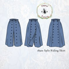 1890s Split Riding Skirt Sewing Pattern Victorian Cycling - Etsy Split Riding Skirt, Riding Skirt, Historical Sewing, Skirt Sewing Pattern, Skirt Sewing, Sew Ins, Skirt Patterns Sewing, Split Skirt, Couture Mode