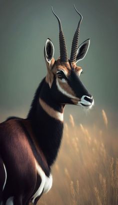 an antelope is standing in the tall grass