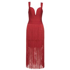 Our Style No.HB7944090%Rayon. 9%Nylon. 1%SpandexMade in ChinaVery StretchyGentle Dry Clean Only Red Tassel Dress, Red Waterfall, Clothing Factory, Spring Wear, Luxury Wear, Popular Color, Elegant Party, Colour Red, Product Images