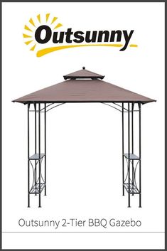 the outsunny 2 tier bbq gazebo is shown