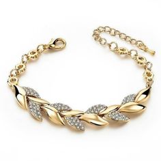 18k Gold Braided Leaf Bracelets For Women Luxury Crystal Hand Chain Item Type: Gold Leaves Bracelet Style: Fashion Color: Gold Size: Total Length 20cm Material: Metal Package List: 1 Pcs Gold Leaves Bracelet (Not Include Other Accessories) Wedding Jewelry Simple, Luxury Wedding Jewelry, Color Bracelets, Wedding Bracelets, Bracelets Design, Luxury Bracelet, Leaf Bracelet, Gold Bracelet For Women, Anniversary Jewelry