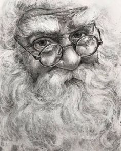 expression charcoal portrait Santa Claus Drawing, Santa Claus Pictures, Pencil Drawing Ideas, Christmas Sketch, Grateful For Everything, Santa Paintings, Winter Drawings, Decoration Vitrine, Santa Art