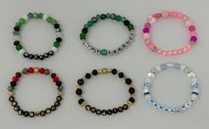 SHIPPING DELAY: WonderlandWreathCo will remain open for orders however I am taking some time away on vacation. Any orders placed between Monday 12/9 and Sunday 12/15 will ship on Monday 12/16. Thank you for your understanding! --- Please choose the bracelet (or multiple) you prefer from the options! Each individual bracelet is pictured. Each bracelet sold separately.  Bracelets are already made and ready to ship in the sizes listed in purchase options.  If you are looking for custom sizing pleas Musical Theatre Bracelets, Customized Themed Adjustable Beaded Bracelets, Themed Adjustable Bracelets With Round Beads, Adjustable Themed Bracelets With Round Beads, Handmade Themed Adjustable Beaded Bracelets, Handmade Adjustable Themed Beaded Bracelets, Movie Inspired Bracelets, Belle Bracelet, Kandi Singles