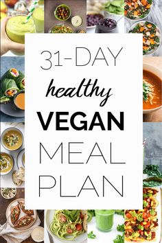 a collage of healthy vegan meal plans