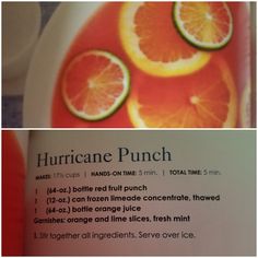 an orange punch recipe is shown in two pictures