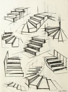 sketches of stairs and steps in various positions