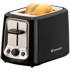 toaster with two pieces of bread in it