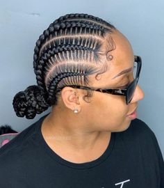 17. Low Bun for Stitch Cornrows. You don’t have to spend hours in your stylist’s chair for your hair to look marvelous every day. Though simple and laid-back, her cornrow braids style is eye candy. The updo with baby hair gives her a super-classy look. Cornrow Braid Styles