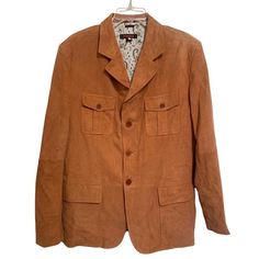 An Absolutely Gorgeous Torras Buttery Soft Lambskin Suede Leather Jacket Blazer. Mens Size 46. Pale Orange Peach In Color. Signature Lining Has Several Zippered Interior Pockets. Made In Spain. New Without Tags. Tailored Brown Leather Outerwear, Winter Leather Blazer With Welt Pockets, Fitted Brown Leather Jacket With Welt Pockets, Fitted Leather Outerwear With Patch Pockets, Single Breasted Leather Sport Coat With Long Sleeves, Leather Sport Coat With Buttons, Single Breasted Long Sleeve Leather Sport Coat, Single-breasted Long Sleeve Leather Sport Coat, Leather Blazer With Welt Pockets