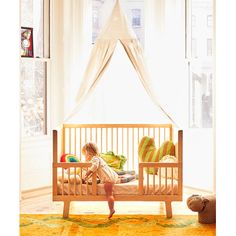 The Sparrow conversion kit is an ideal match for your child's new-found sense of independence. The low mattress position enables easy access and allows your child to climb in and out on their own. Oeuf® Color: Birch Oeuf® Sparrow Toddler Bed Conversion Kit - Crib Conversion Rails in Birch | Size 36" H X 54" W X 29.5" D | Perigold Crib Conversion Kit, Crib Rail, Toddler Mattress, Adjustable Mattress, Crib Mattress, Modern Nursery, Nursery Furniture, The Low, Indoor Air Quality