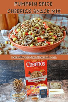 pumpkin spice cheetos snack mix in a bowl