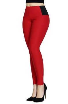 Red High Waist Pant Solid Color High Waist Full Length Super Stretchy The 50s Fashion, Red High, Red Pants, Pants Large, Classic Chic, 50s Fashion, High Waisted Pants, Style Me, Full Length