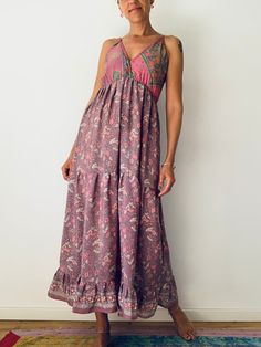 Effortless wear loose and comfortable high waist sundress  Lined loose fitting free flowing dress for everyday wear  Made in light, soft and silky material with floral prints  perfect vacation dress, beach outfit for the summer time MEASURE bust 39" stretchy waist 37" loose flared around hips length 55"( but can be adjusted with straps ) More boho style ideas at  https://www.etsy.com/shop/AltheaStores Thank You for looking Pink Sleeveless Maxi Dress Beach Cover-up, Flowy Long Sundress For Beach Cover-up, Summer Bohemian Floral Print Sleeveless Dress, Bohemian Sleeveless Floral Dress For Summer, Bohemian Sleeveless Dress With Floral Print For Summer, Summer Bohemian Sleeveless Dress With Floral Print, Flowy Summer Midi Sundress, Flowy Sundress Midi Dress For Summer, Boho Print Midi Sundress