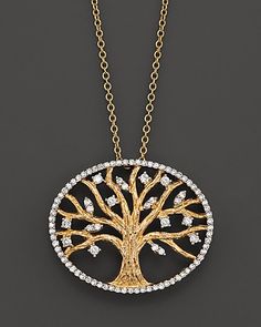 Diamond Pendant Set In 14K Yellow Gold, 0.40 ct. | Bloomingdale's Elegant Yellow Gold Tree Of Life Jewelry, Elegant White Gold Tree Of Life Jewelry, Elegant Tree Of Life Jewelry For Anniversary, Diamond Pendant Set, Gold Bangles Indian, Gold Necklace Indian, Chain Diamond, Diamond Pendant Sets, Long Pearl Necklaces