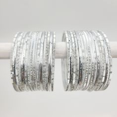 Silver Sky Bangle Set Indian Bangles , South Asian Bangles , Pakistani Bangles , Desi Bangles , Punjabi Bangles , Tamil Bangles , Indian Jewelry Silver Bangle, Bangle Set, Silver Bangles, Intricate Details, Elevate Your Style, Formal Occasion, Timeless Elegance, Your Style, Personal Style