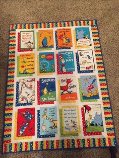 the dr seuss book quilt is on the floor