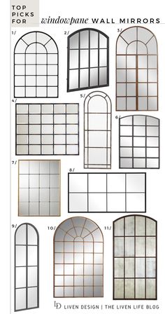 various types of windows and archeds are shown in this graphic style, including the top half