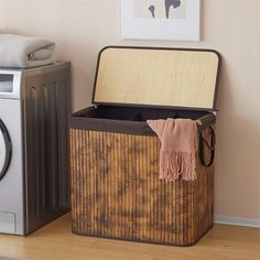 Large Laundry Hamper: The Laundry hamper size is 23.62"L x 15.75"W x 24.21"H, which can hold 150L(39.6-Gallon) clothe, towels, bedding, etc for the entire family. Double Laundry, Large Laundry Hamper, Hamper With Lid, Double Laundry Hamper, Laundry Hamper With Lid, Housewares Store, Garage Storage Cabinets, Bathroom Storage Organization, Laundry Hamper