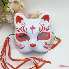 Qteee - Exquisite Vintage Fox Face Tassels Mask Japanese Fox Mask, Vintage Mask, Japanese Fox, Kitsune Mask, Mask Drawing, Mask Painting, Japanese Mask, Fox Mask, Fox Face