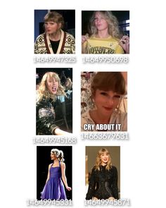 several pictures of taylor swift and taylor's hair in the same photo, one is wearing