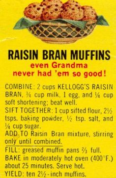 an old advertisement for raisin bran muffins