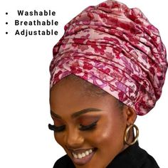 Add a touch of elegance to your wardrobe with our exquisite tones of pink pretied headgear/Turban, crafted from luxurious non-stretchy cotton fabric in our Omo'ba collection. This ready-to-wear turban is designed to fit all head sizes comfortably, thanks to its thoughtful one-size-fits-all design. The turban features two short ropes at the back, allowing you to adjust and secure it to your perfect fit. Key Features:     > One Size Fits All: Suitable for all head sizes.     > Premium Fabric: Made Adjustable Gold Headwrap, Pink Headwrap For Beach, One Size Fits Most, Yellow One-size Headband Turban, Blue Bohemian One-size Headwrap, Traditional Yellow Adjustable Headwrap, Head Ties, Timeless Accessories, Hair Accessories Headbands, Head Wraps