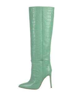 Paris Texas Embossed Leather Knee-High BootsGreenPointed-ToesDesigner Fit: Boots by Paris Texas typically run true to size. Luxury Green Boots For Formal Occasions, Luxury Green Formal Boots, Luxury Textured Leather Boots, Paris Texas, Designer Gifts, Vintage Holiday Dress, Chanel Shoes, Flat Sneakers, Louboutin Shoes